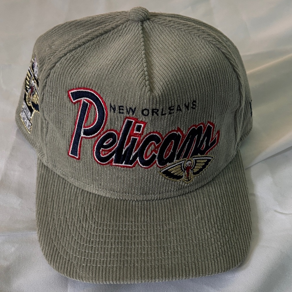 NBA Corduroy Snapback Hat - Olive with Gold, Black & Red Embroidery